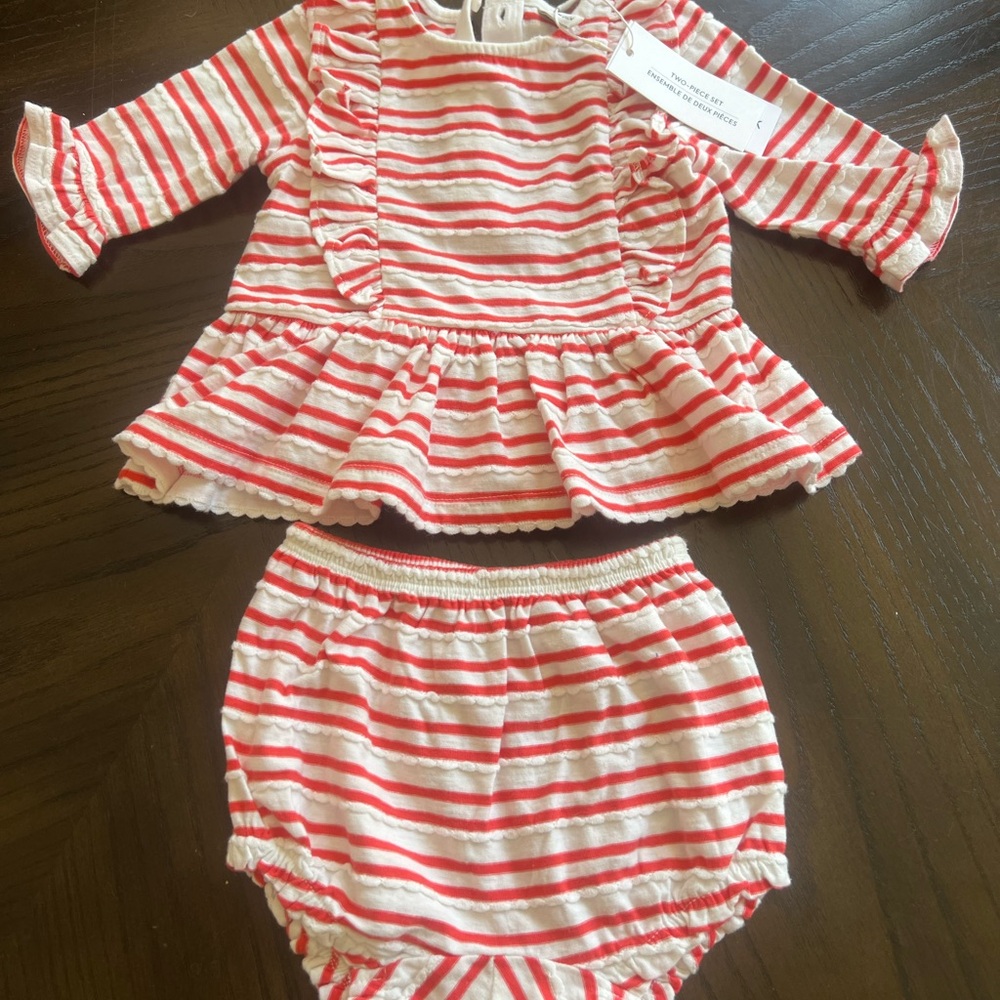 NWTs Janie & Jack Striped Red and White Outfit, 3-6 months